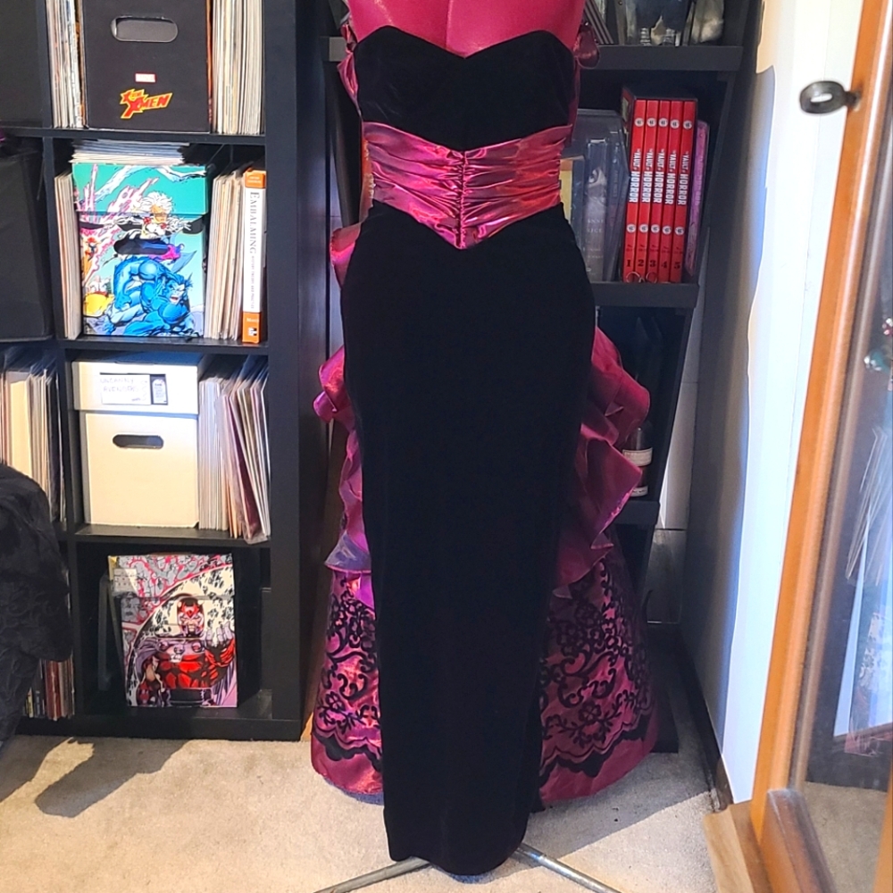 90's Edwardian Vampire Goth Strapless Bustle Dress